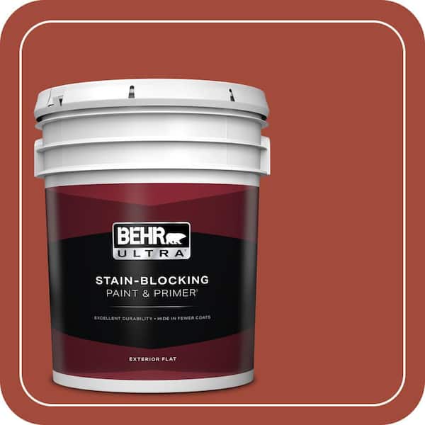 BEHR ULTRA 5 gal. #200D-7 Rodeo Red Flat Exterior Paint & Primer