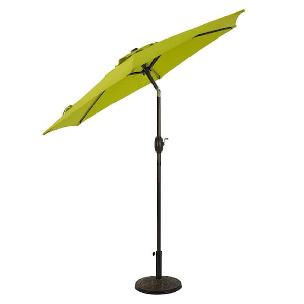 ANGELES HOME 7.5 ft. x 7.5 ft. 50 Plus UPF Crank Tilt Aluminum Patio Market Umbrella without Base in Lemon Green