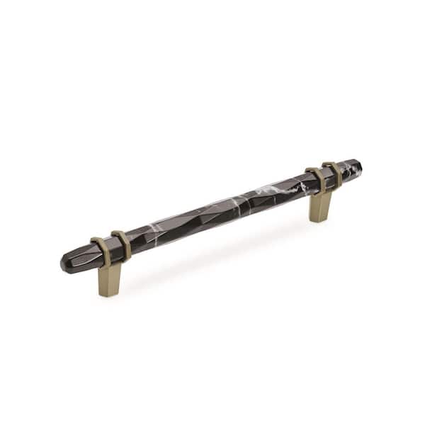 Carrione 6-5/16 in. (160mm) Modern Marble Black/Golden Champagne Bar Cabinet Pull