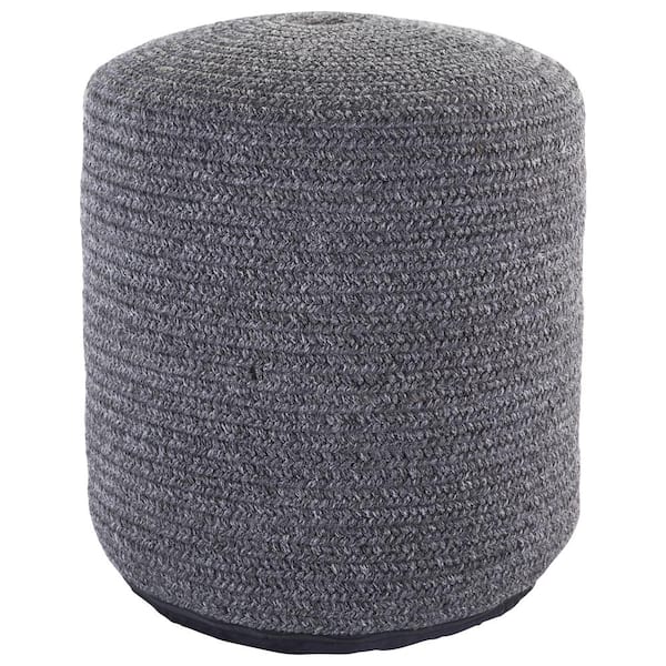 Unbranded Corinth Indoor/ Outdoor Solid Dark Gray Cylinder Pouf
