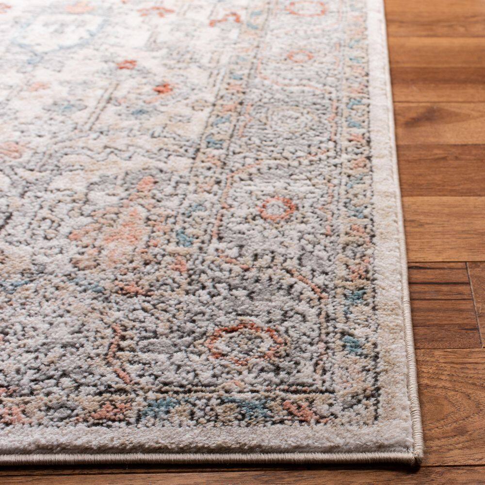 Ivory and Grey Hand-Knotted Synthetic 8' x 10' Area Rug