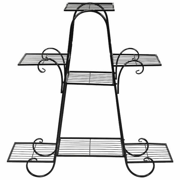 Gymax 32.5 in. Indoor/Outdoor Metal Plant Stand Shelf Multi-Layer