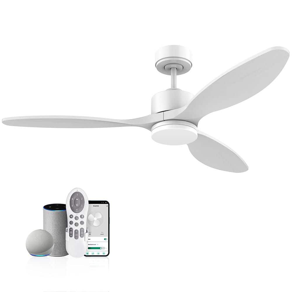 52 in. Smart Outdoor Indoor white flush mount Ceiling Fans with Lights Remote, Alexa Google Voice App, Quiet DC Motor price history on PriceWatchPro