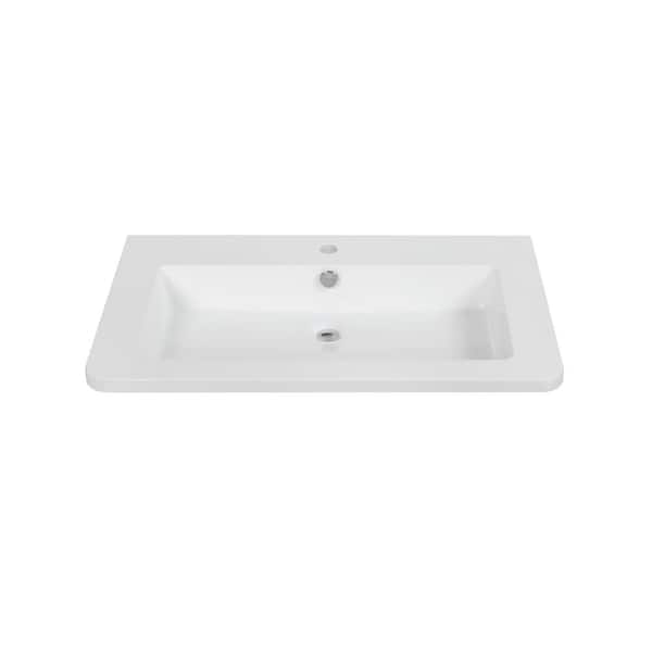 Streamline 31.5 in. W x 19.3 in. D Solid Surface Resin Vanity Top in White