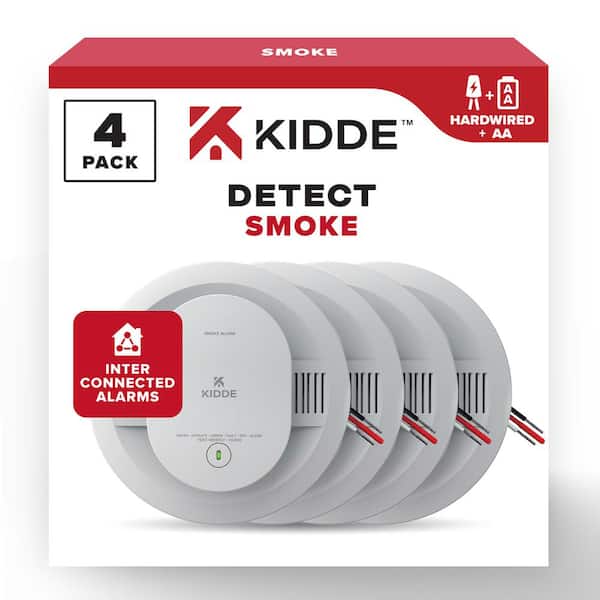 Kidde 4 Pack Hardwired Smoke Detector with Interconnected Alarm and LED Warning Lights