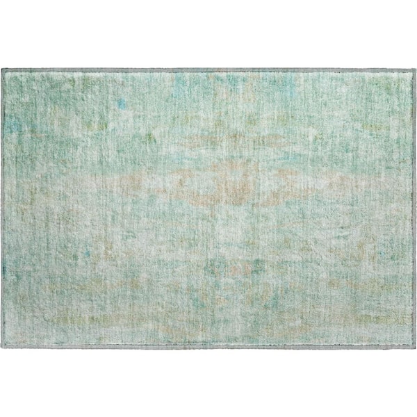 Mayfield Premium Machine Washable Abstract AMF2310 Turquoise 2 ft. x 3 ft. Accent Rug