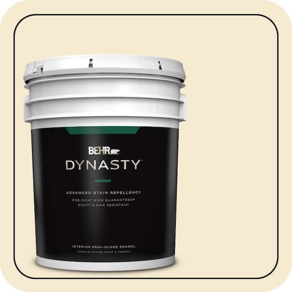 BEHR DYNASTY 5 gal. #360E-1 Creme Brulee Semi-Gloss Enamel Interior Stain-Blocking Paint & Primer