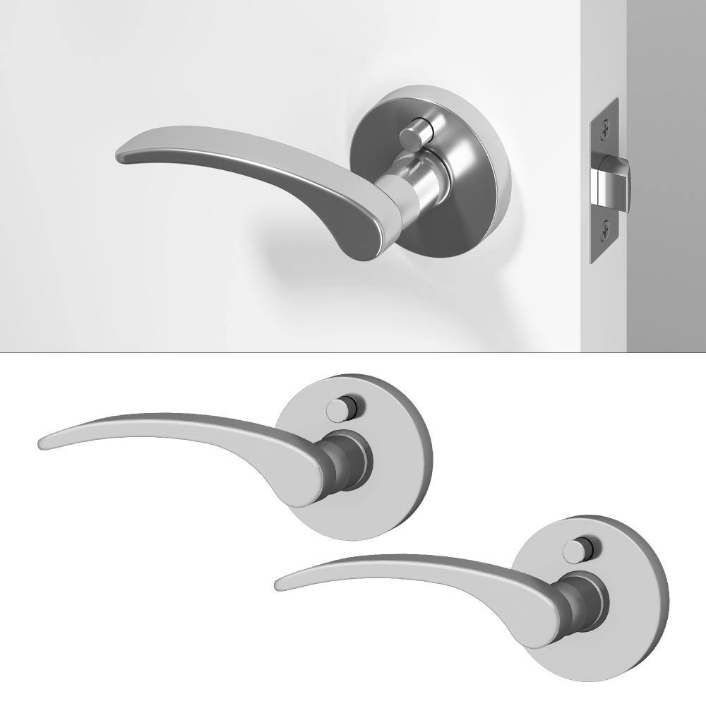 Brook Metal Chrome Privacy Bed/Bath Flat Door Handle with Push Button and Round Rosette 2-Pack price history on PriceWatchPro