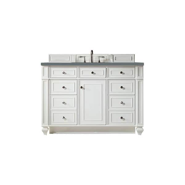 Bristol 48 in. W x 23.5 in. D x 34 in. H Bathroom Vanity in Bright White with Cala Blue Quartz Top