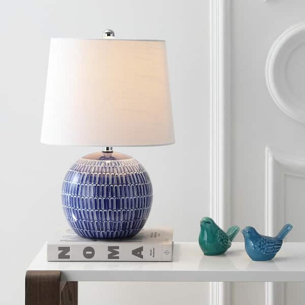 JONATHAN Y Ronald 21 in. Navy Ceramic LED Table Lamp