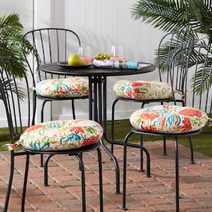 Breeze Floral 15 in. Round Outdoor Seat Cushion (4-Pack)