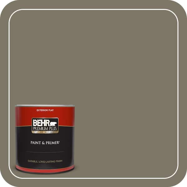 BEHR PREMIUM PLUS 1 qt. Home Decorators Collection. #HDC-NT-05 Aged Olive Flat Exterior Paint & Primer