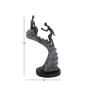 3 in. x 14 in. Black Polystone People Sculpture with Stairs