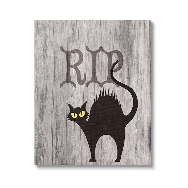 Stupell Industries RIP Halloween Cat by Lil' Rue 1-Piece Unframed Graphic Print Animal Poster Art Print 40 in. x 30 in.