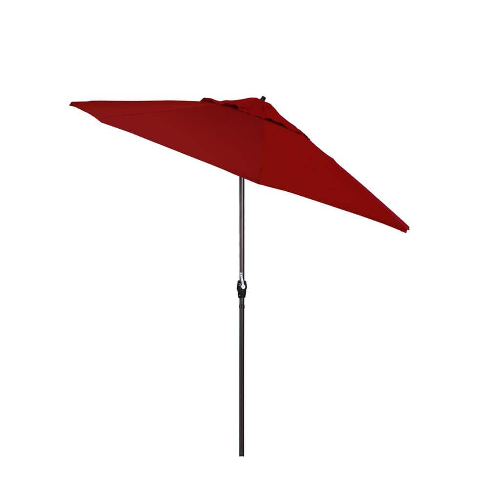 9 ft. Jockey Red Octagon Market Umbrella with Bronze Aluminum Pole
