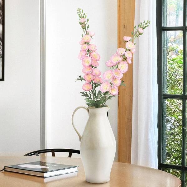 LIVING LUXURY 36 in. Pink Artificial Hybird Delphinium Flower Stem