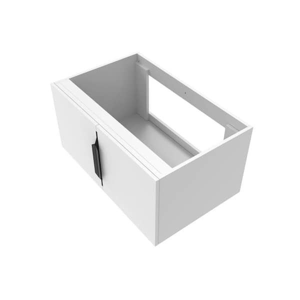 castellousa Alpine 29.63 in. W x 18.75 in. D x 14.38 in. H Bath Vanity Cabinet without Top in Matte White with Black Trim