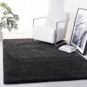 Royal Shag Charcoal 7 ft. x 7 ft. Square Gradient Solid Area Rug