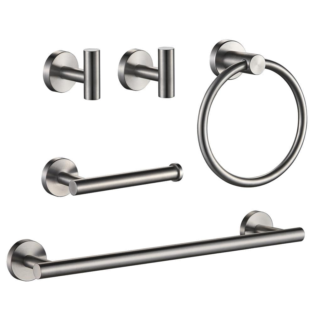 FORIOUS Bathroom Hardware Set 5Pieces Towel Bar, Towel Ring, Robe Hook