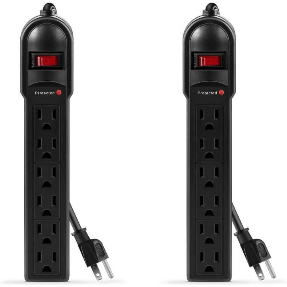 6-Outlet Power Strip Surge Protector with Overload Protection, Switch and 2
