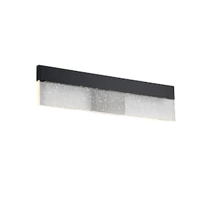 Havelock 22.7 in. 1-Light Black Integrated LED Bathroom Vanity Light Bar with Sculpted Clear Seedy Glass Shade