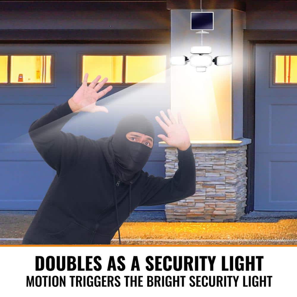 White Solar Powered Motion Sensing LED Floodlight