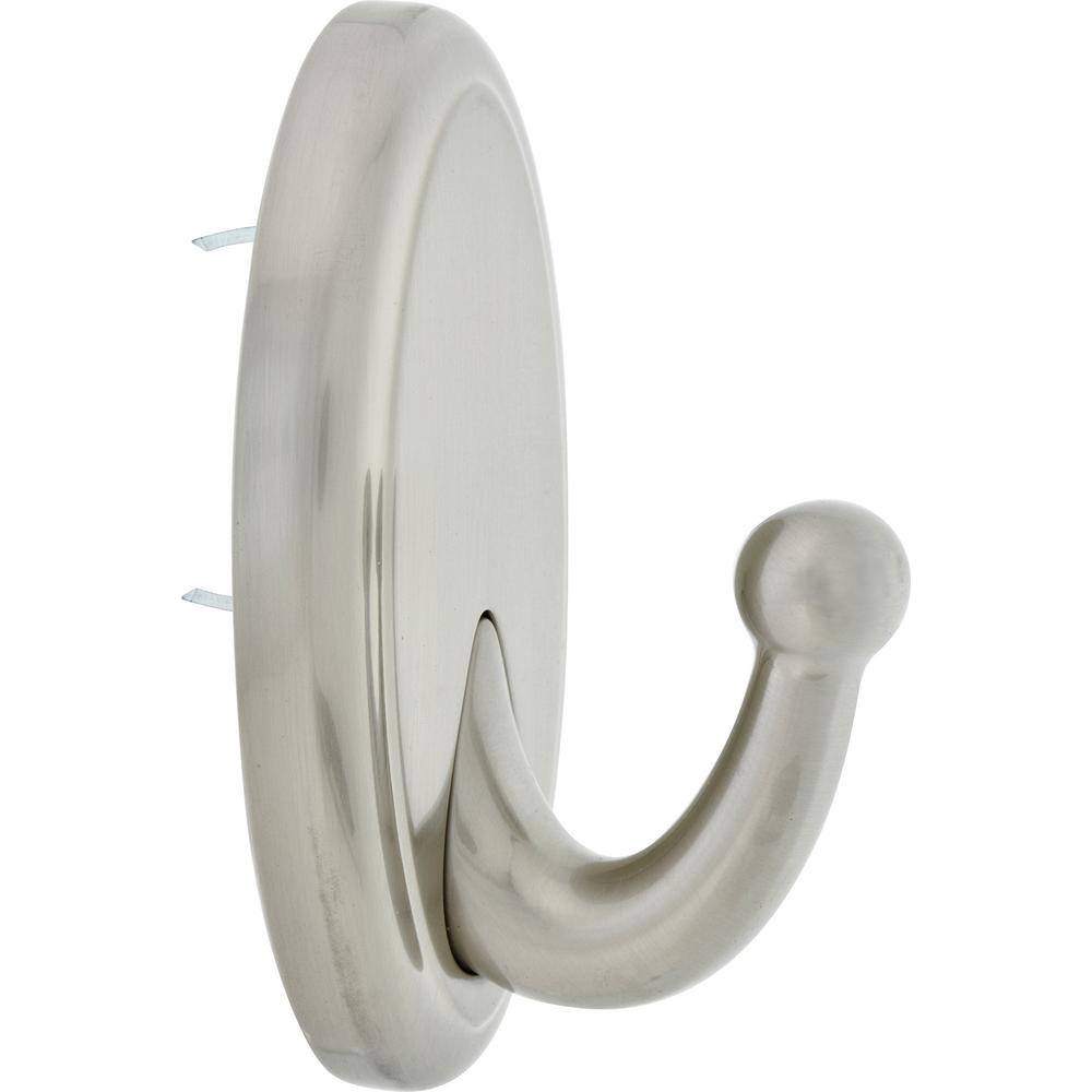 Satin Nickel Oval Metal Hook for Drywall Installation