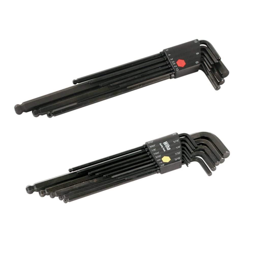 Wiha Ball End Long Arm Hex L-Key Set - Metric - Inch (22-Piece) 36995 ...