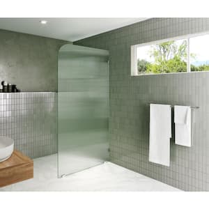 38 in. x 78 in. Frameless Shower Door - Single Fixed Panel Fluted Frosted Radius Right Hand