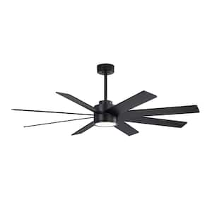 60 in. 8-Plywood Blades Indoor Black LED Ceiling Fan with Remote