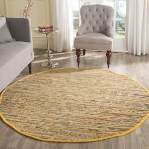 Rag Rug Yellow/Multi 6 ft. x 6 ft. Round Striped Gradient Area Rug