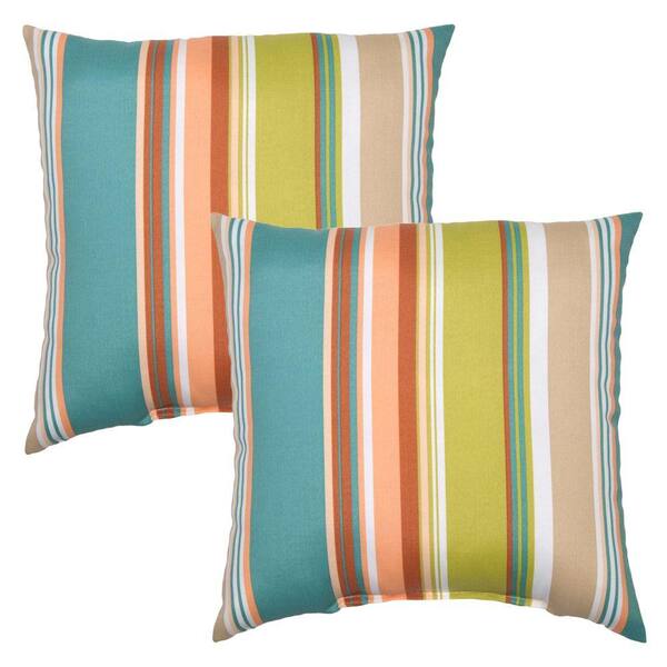 Hampton Bay 16 in. Bayport Stripe Outdoor Toss Pillow (2-Pack)