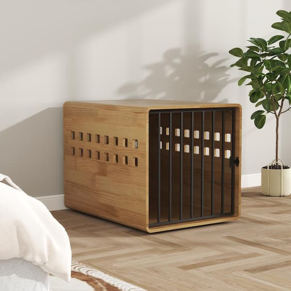 Furniture Style Wooden Dog Crate with Glossy Finish, All-Sided Ventilation, Fits Medium and Large Dogs up to 100 lbs.