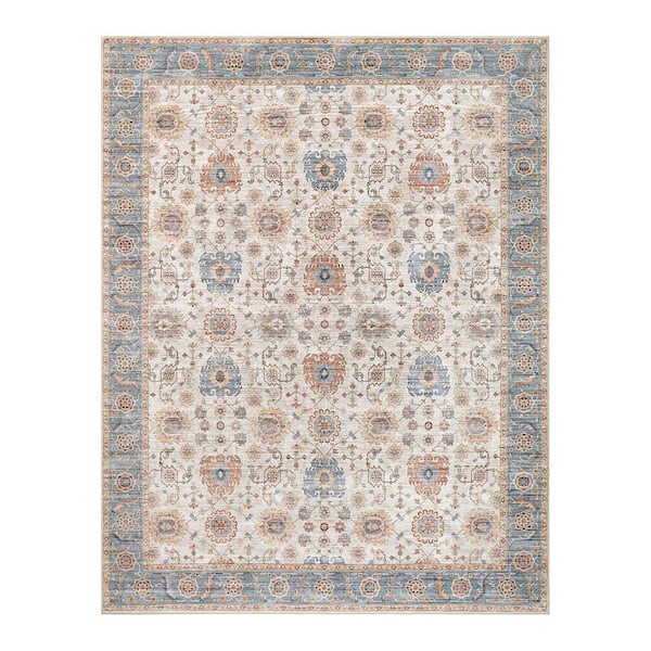 Dalileh Neutral 8 ft. x 10 ft. Woven Medallion Polyester Area Rug