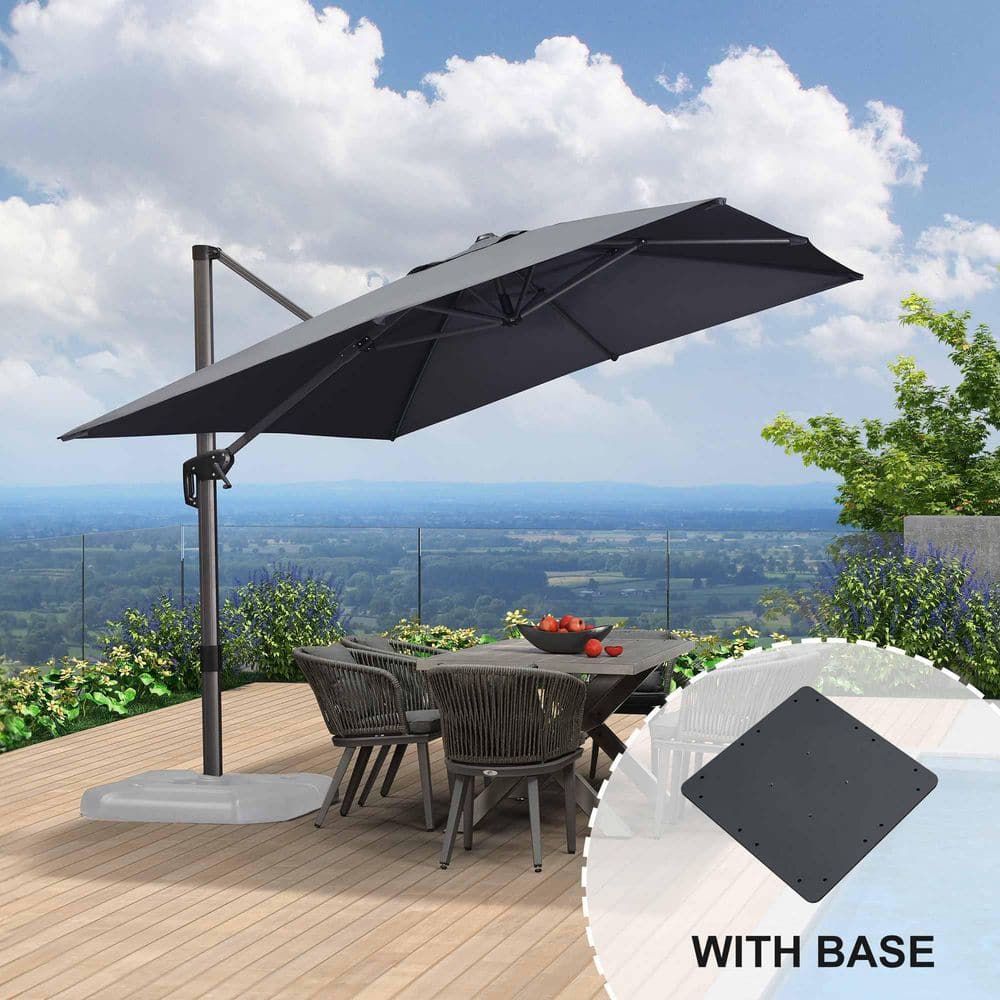9 ft. x 11.5 ft. Aluminum Outdoor Patio Cantilever Umbrella 360-Degree Rotation Umbrella with Base Plate, Gray price history on PriceWatchPro