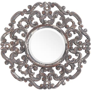 Medium Round Grey Antiqued Classic Mirror (24 in. H x 24 in. W)