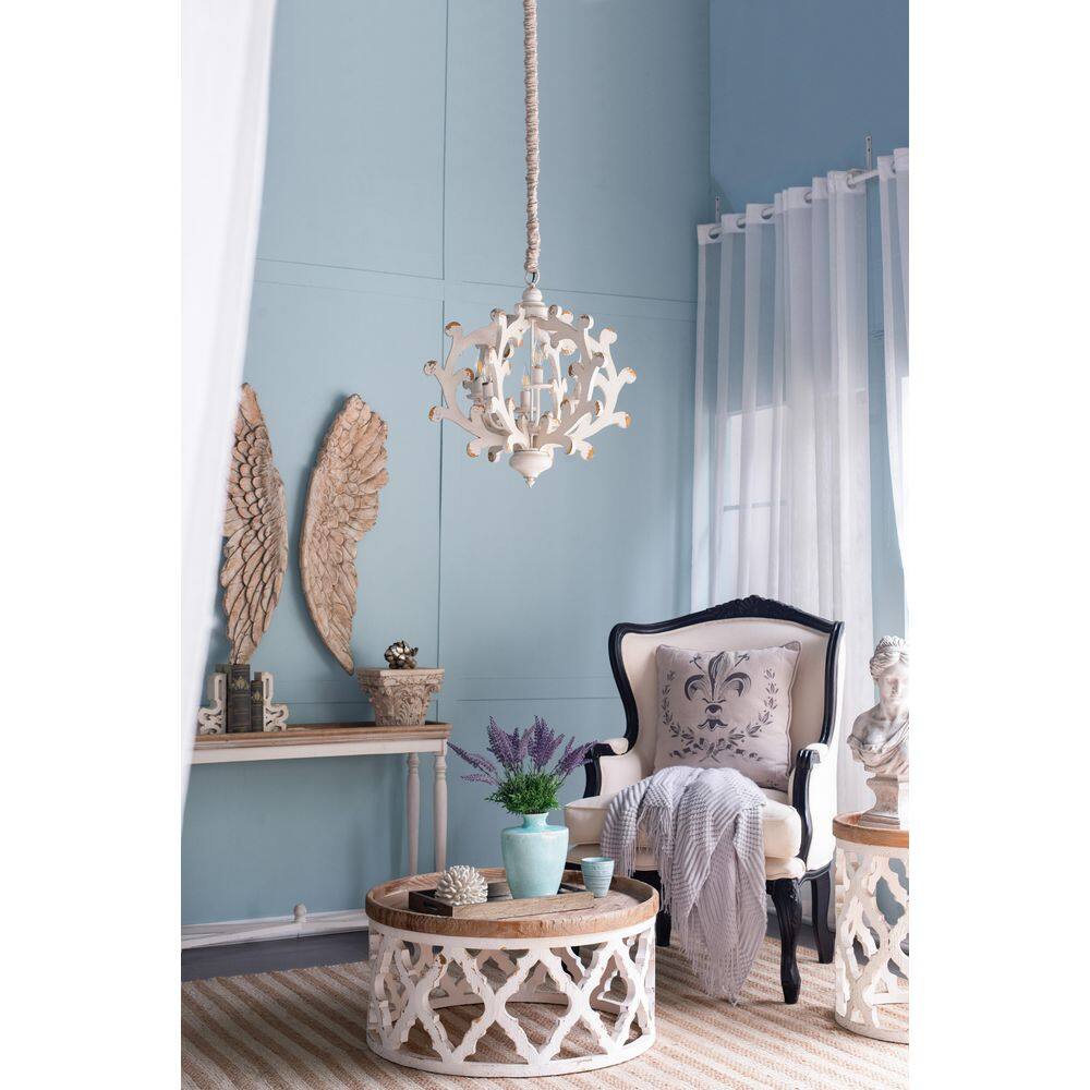 CottaIron 6-Light Distressed White Pendant with Adjustable Chain Metal Chandelier for Kitchen, with No Bulbs Included price history on PriceWatchPro