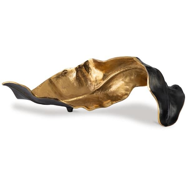 Signature DESIGN BY ASHLEY Melinda Black/Gold 20 in. x 6 in. Leaves Metal Sculpture