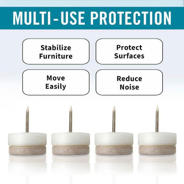 1 in. Beige Round Felt Nail-On Furniture Glides for Floor Protection (8-Pack)