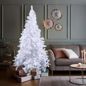 8 ft. White Unlit Full PVC Regular Artificial Christmas Tree with Solid Metal Stand