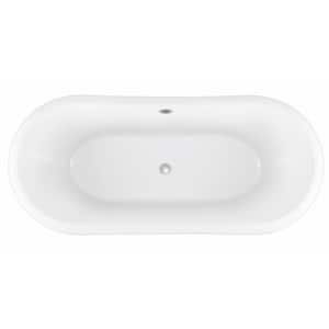 67 in. Dual-Rest Acrylic Clawfoot Bathtub Non-Whirlpool Double Slipper Soaking Bathtub in Matte Black