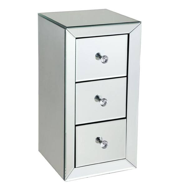 ATHMILE 3-Drawer Black and Silver Nightstand