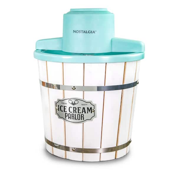 Nostalgia 4 Qt. White and Aqua Electric Ice Cream Maker