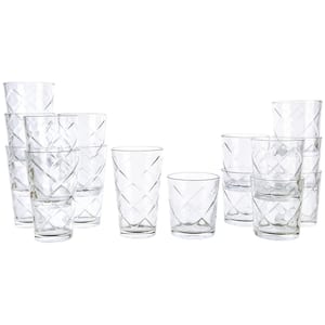 Lattice Glassware Drinkware Set (16-Piece)
