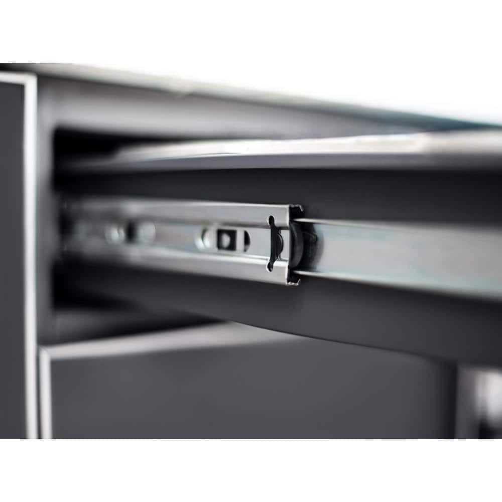 Slate Gray 32-Inch Aluminum Outdoor Bar Cabinet with Soft-Close Drawer