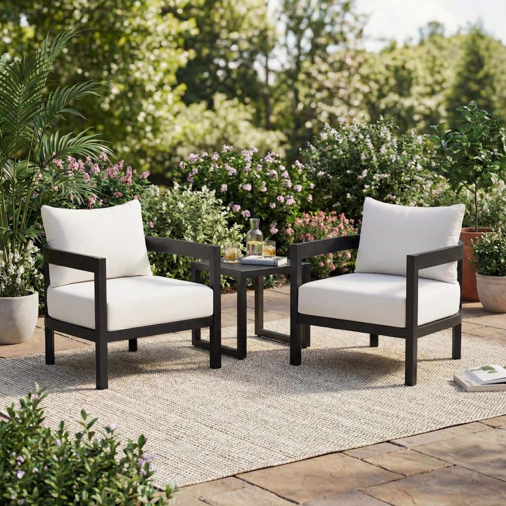 CHRISTOPHER KNIGHT HOME Merle Black+White Outdoor Patio Upholstered ...