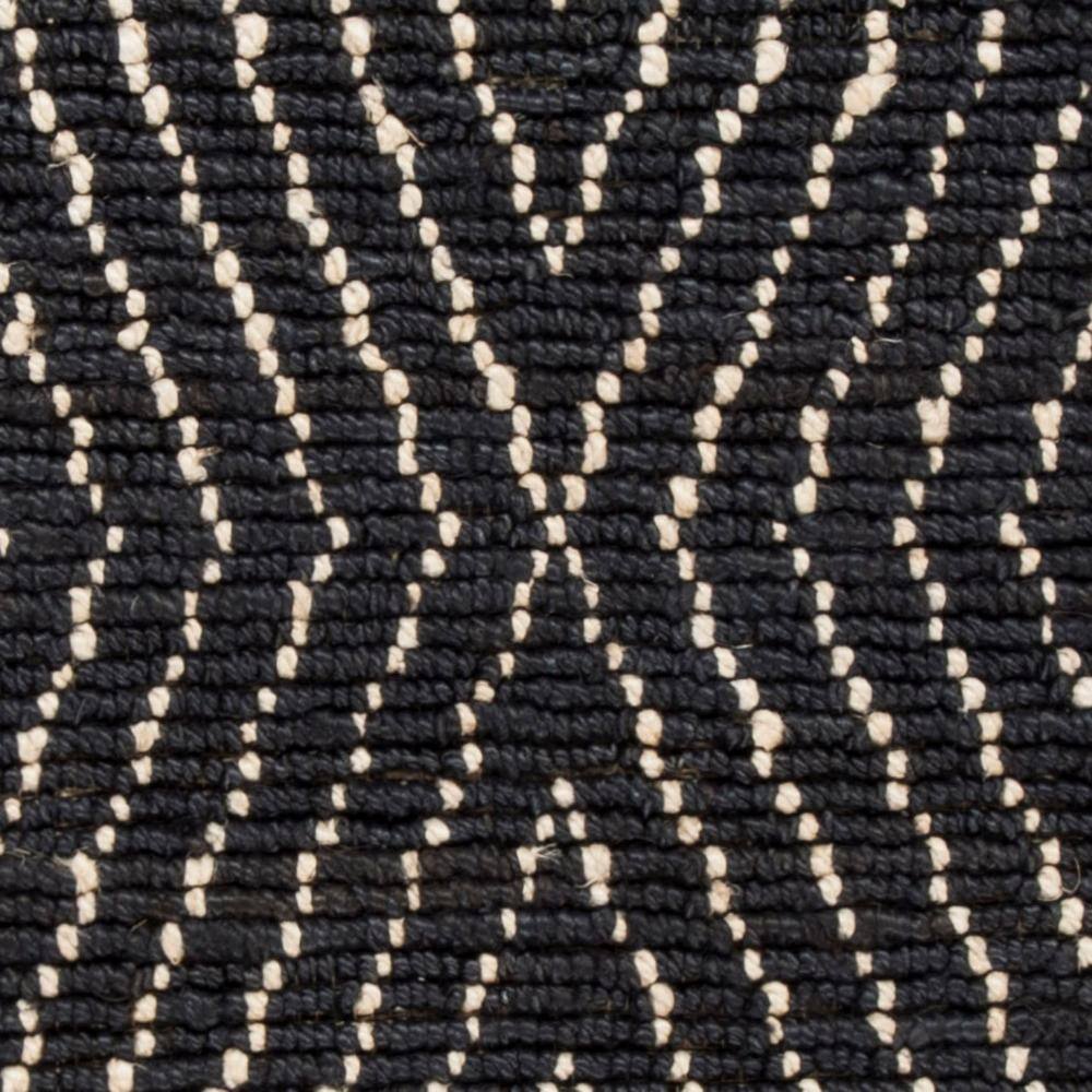 Hand-Knotted Black and Ivory Wool Geometric Runner Rug