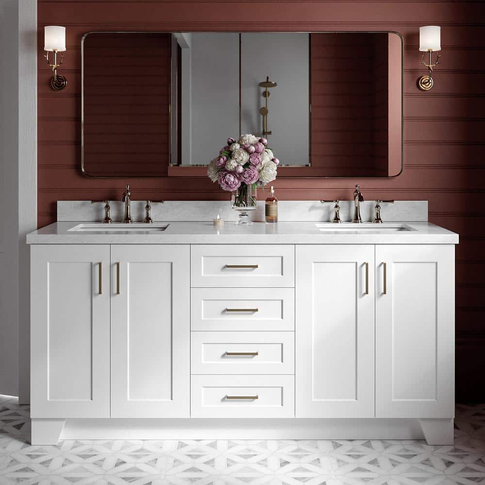 Taylor 72 in. Double Sink Freestanding Bathroom Vanity in White with Carrara White Marble Top price history on PriceWatchPro
