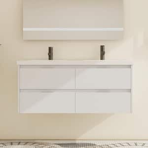 47.6 in. W x 18.3 in. D x 21.3 in. H Wall-Mounted Bath Vanity in White with White Resin Vanity Top