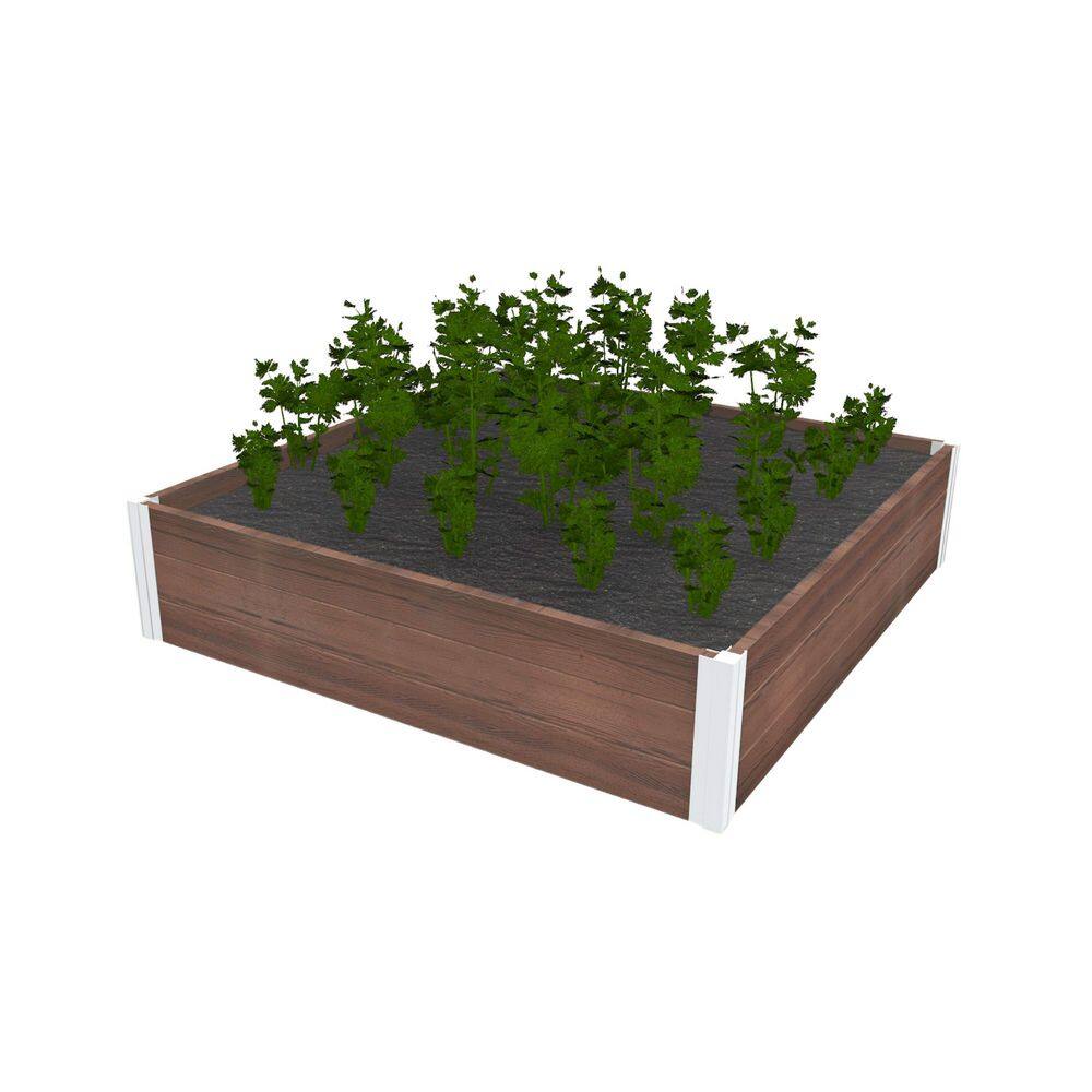 Vita Urbana 4x4 Foot Vinyl Garden Bed - Espresso Brown Raised Planter Box 11 Inches Deep VT17500